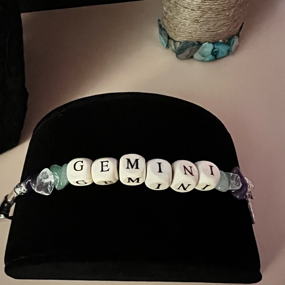 GEMINI Smoker’s Helper Roach Clip with Wooden Beads and Green & Purple Gemstones - Picture 15 of 16